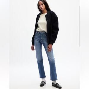 GAP High Rise Kick Fit Jeans in Medium Blue Wash Size 16 Long